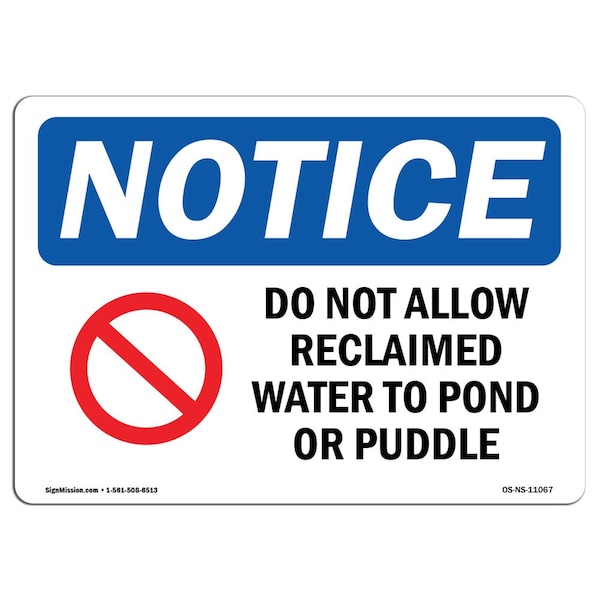 OSHA Notice Sign, 3.5" Height, Do Not Allow Reclaimed Water Sign With Symbol, Landscape, 10PK